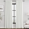 Nanspring 100% Blackout Linen Curtains 84 Inch Length 2 Panels Ivory Light Blocking Darkening Living Room Curtains 84 Inches Long Elegant M…