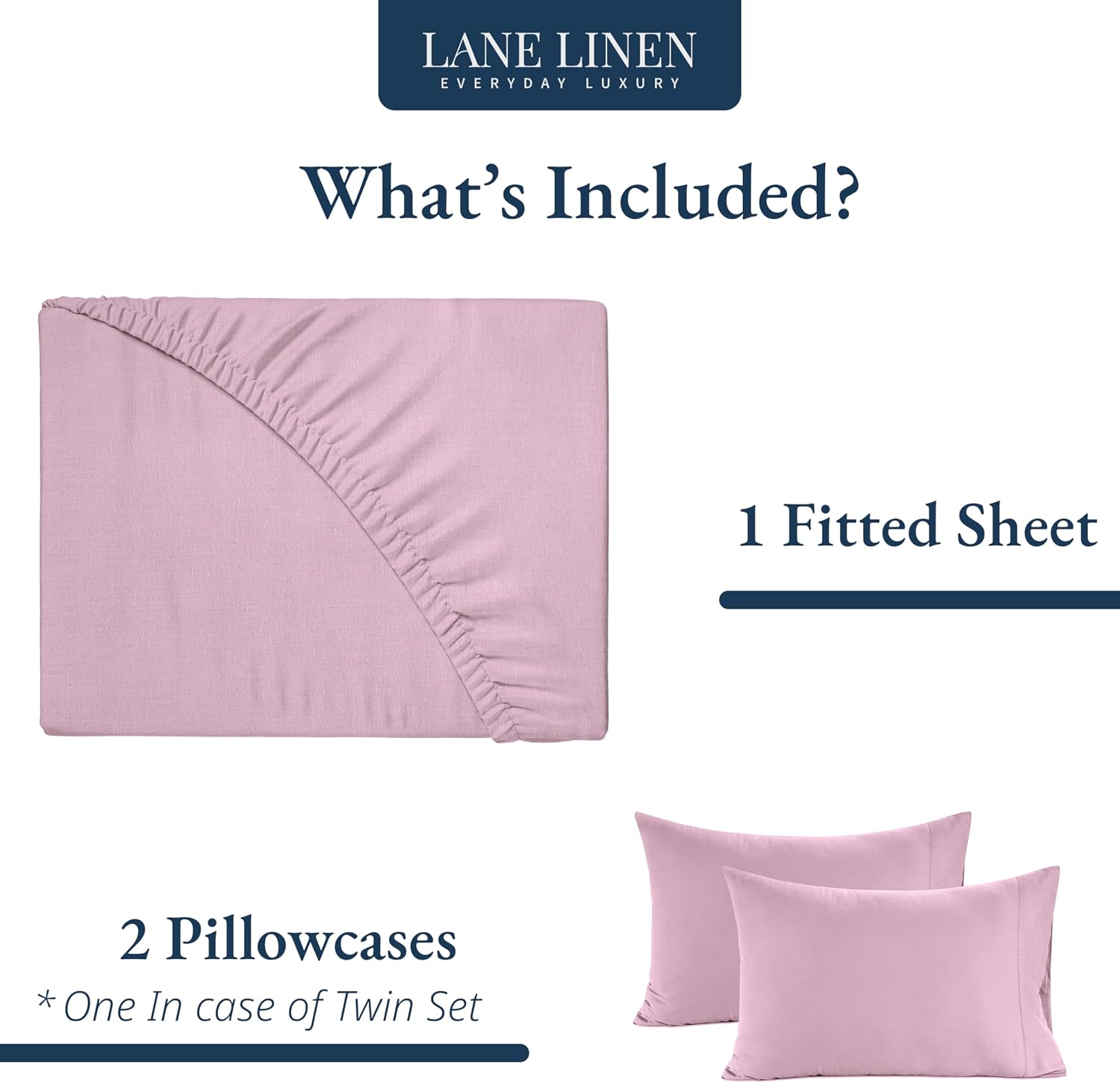 LANE LINEN King Fitted Sheet, 100% Organic Cotton, 3-Piece Set (1 Fitted Sheet,2 Pillowcases), Percale Weave, Ultra Soft, Breathable, Fits…