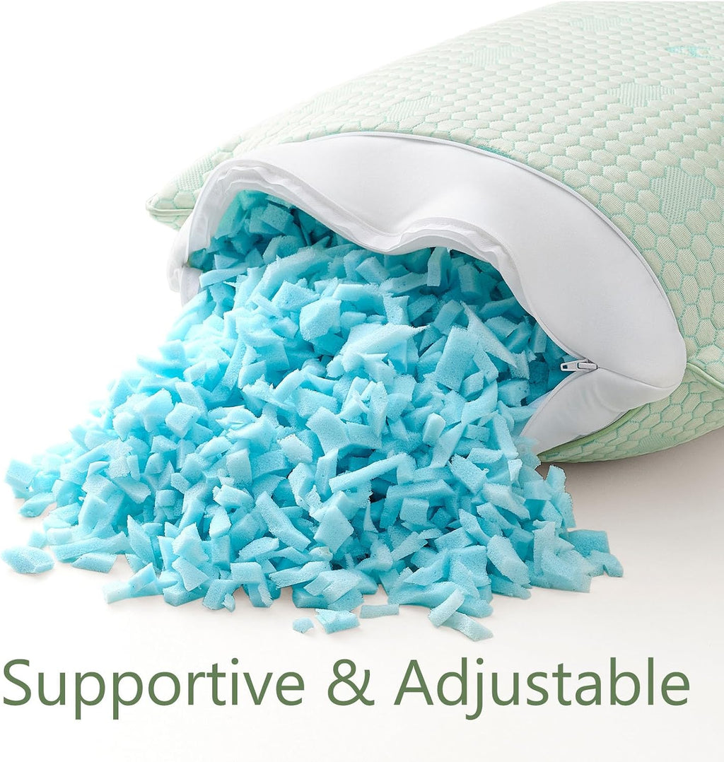 Accuratex Cooling Memory Foam Pillows for Sleeping King Size Set of 2, Adjustable Fluffy Pillows with Removable Cover, Cool Bed Pillow for…