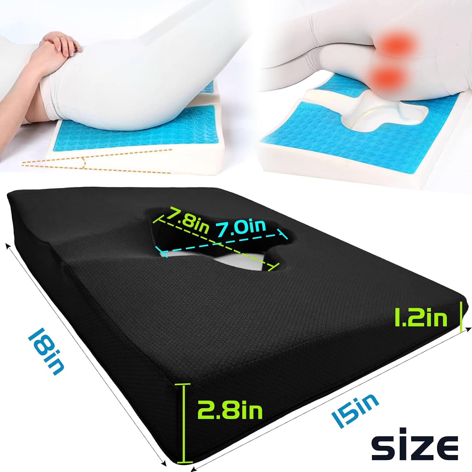 FoKon Gel Wheelchair Seat Cushion, Bed Sore Cushions for Butt, Gel Cushion for Pressure Relief, Donut Pillow for Tailbone, Coccyx, hemorrhoid P…