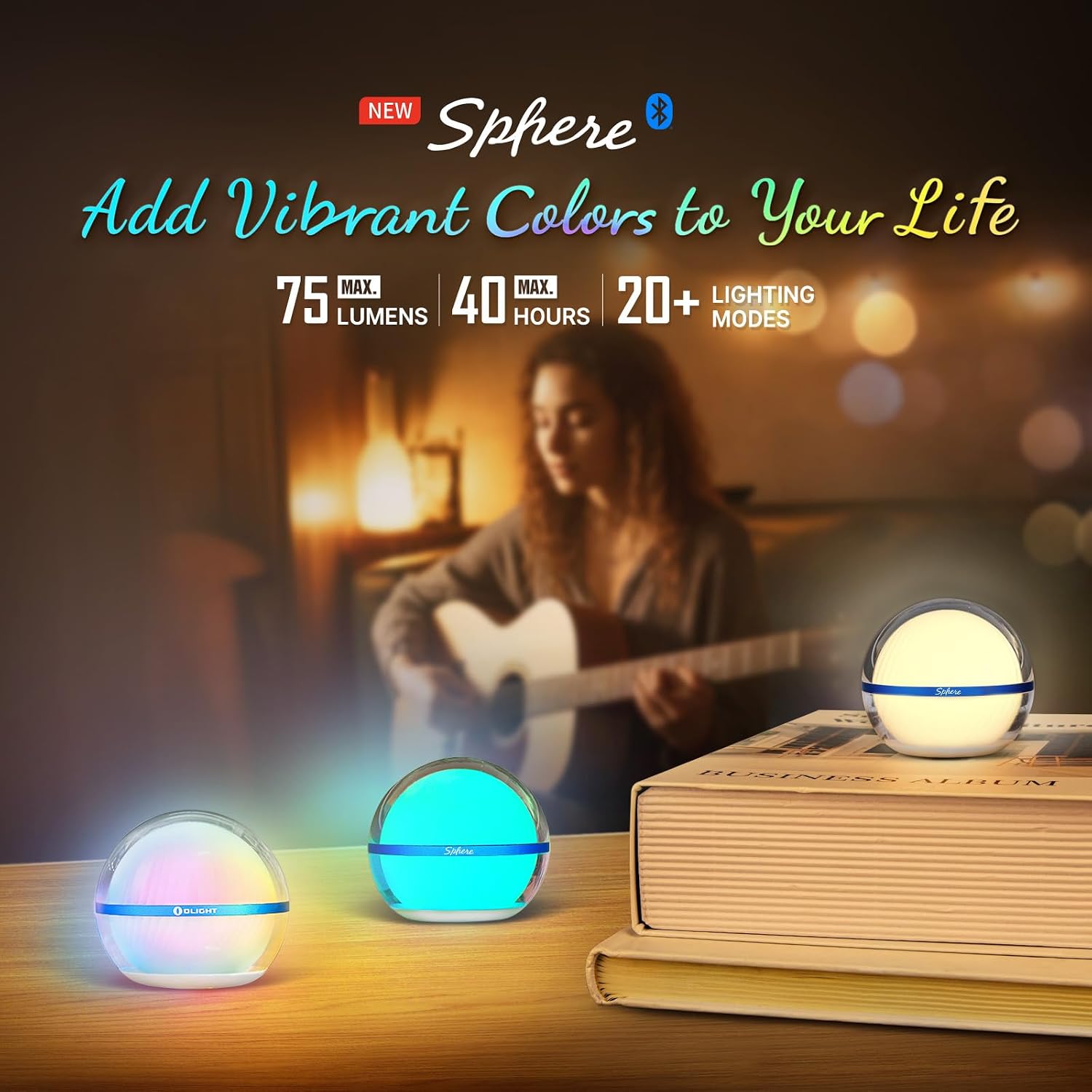OLIGHT Sphere Smart Night Light, 75 lumens Stepless Dimming Table Lamp with Remotely APP Control, Magnetic Rechargeable RGB Ambient…