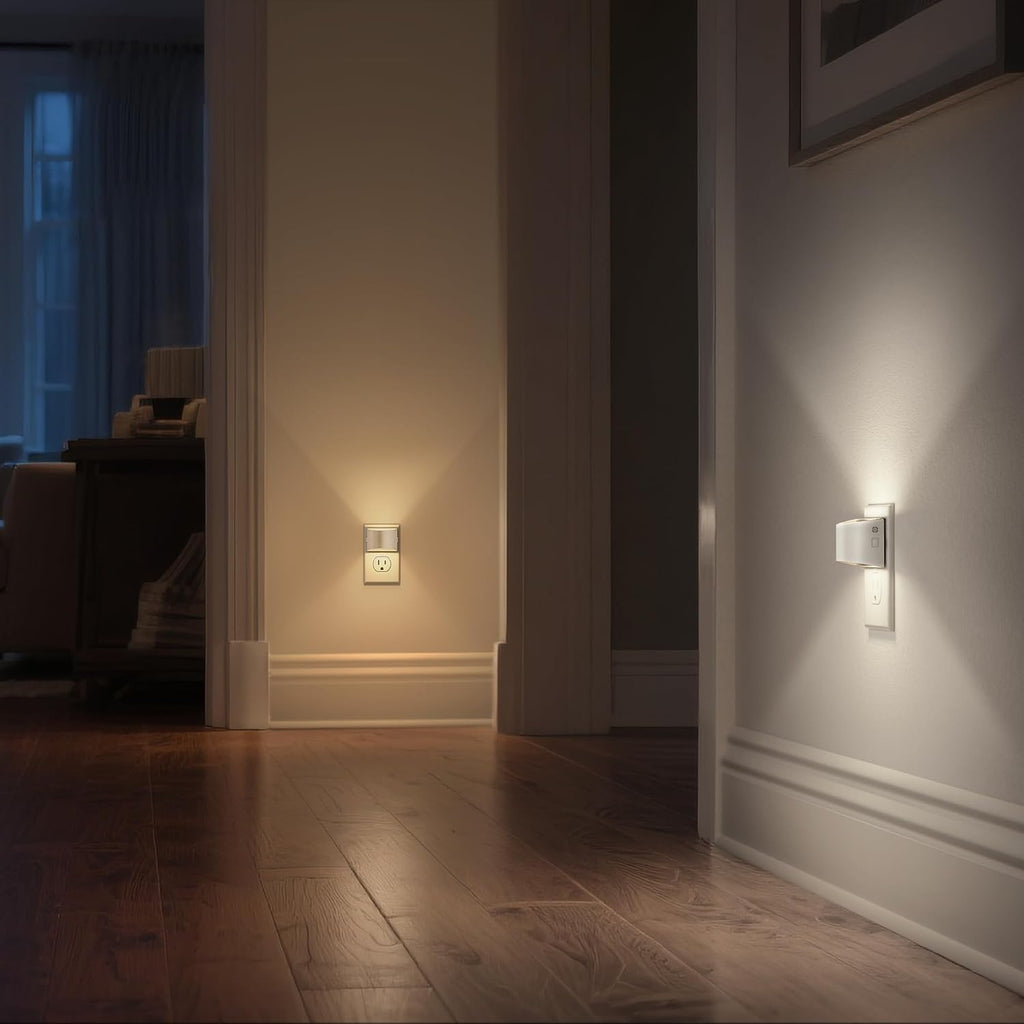 DORESshop LED Night Light[2 Pack], White Night Lights Plug into Wall, 3 Level Brightness Adjustable Plug in Night Light, Dusk to Dawn…