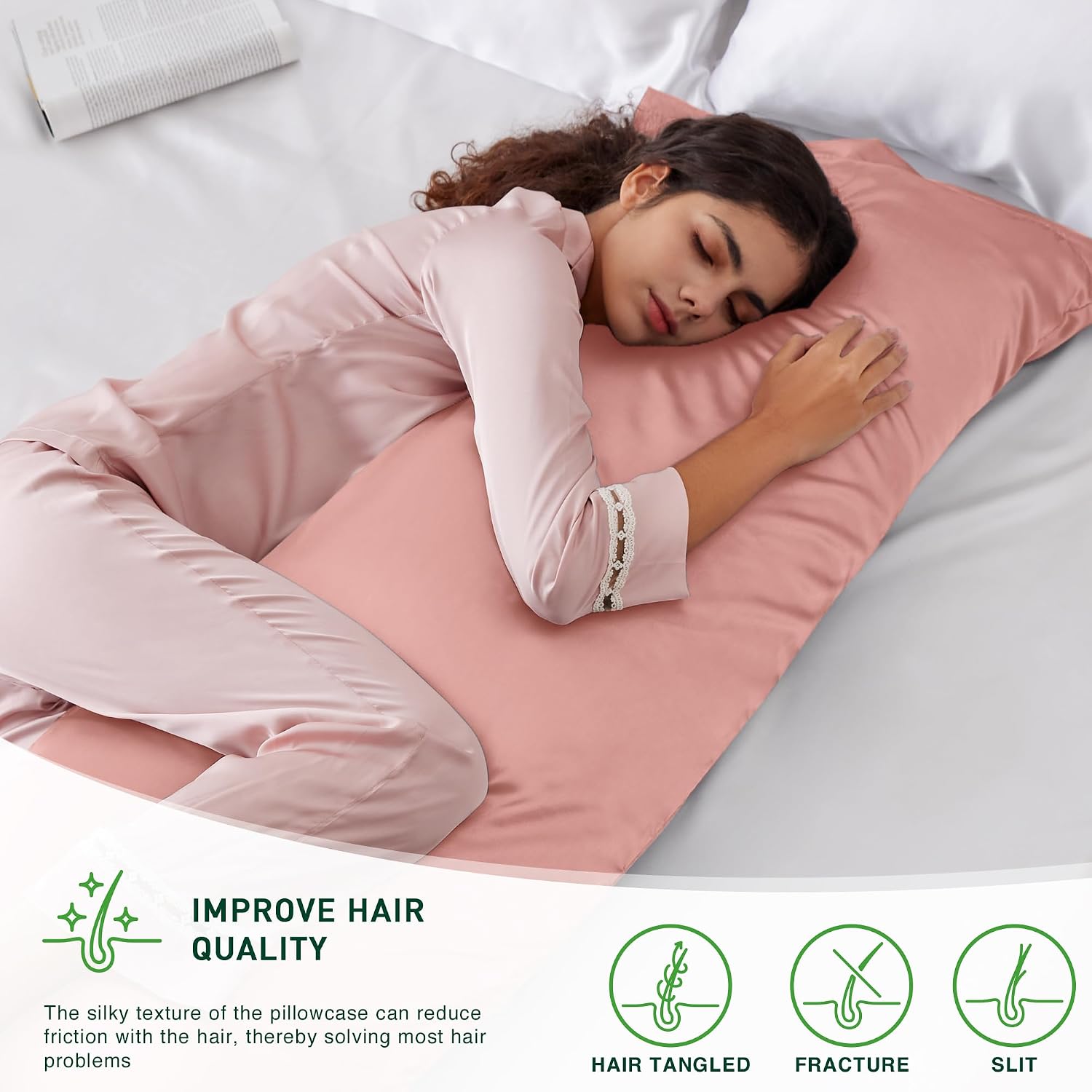 Lovescabin Love's cabin Satin Body Pillowcase 20x54, Cooling Pillow Cover for Hair and Skin, Silky Smooth with Envelope Closure, Similar to…