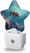 Sea Turtle Night Lights Plug Into Wall, Colorful Coral Dusk to Dawn Light Sensor Night Light for Kids, Energy Efficient Sleep Friendly Lamp…