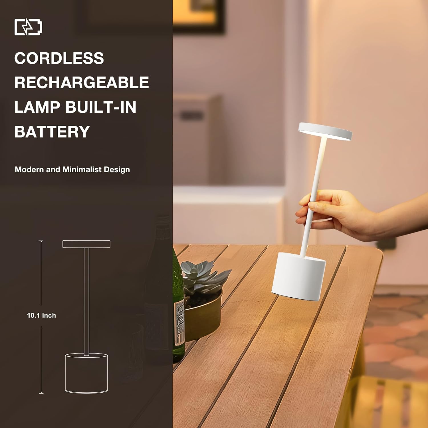 Kakanuo White Cordless Lamp Set, Rechargeable Lamp, 3 Color Temperature, LED Outdoor Wireless Lamps, Battery Operated Lamps, Stepless…