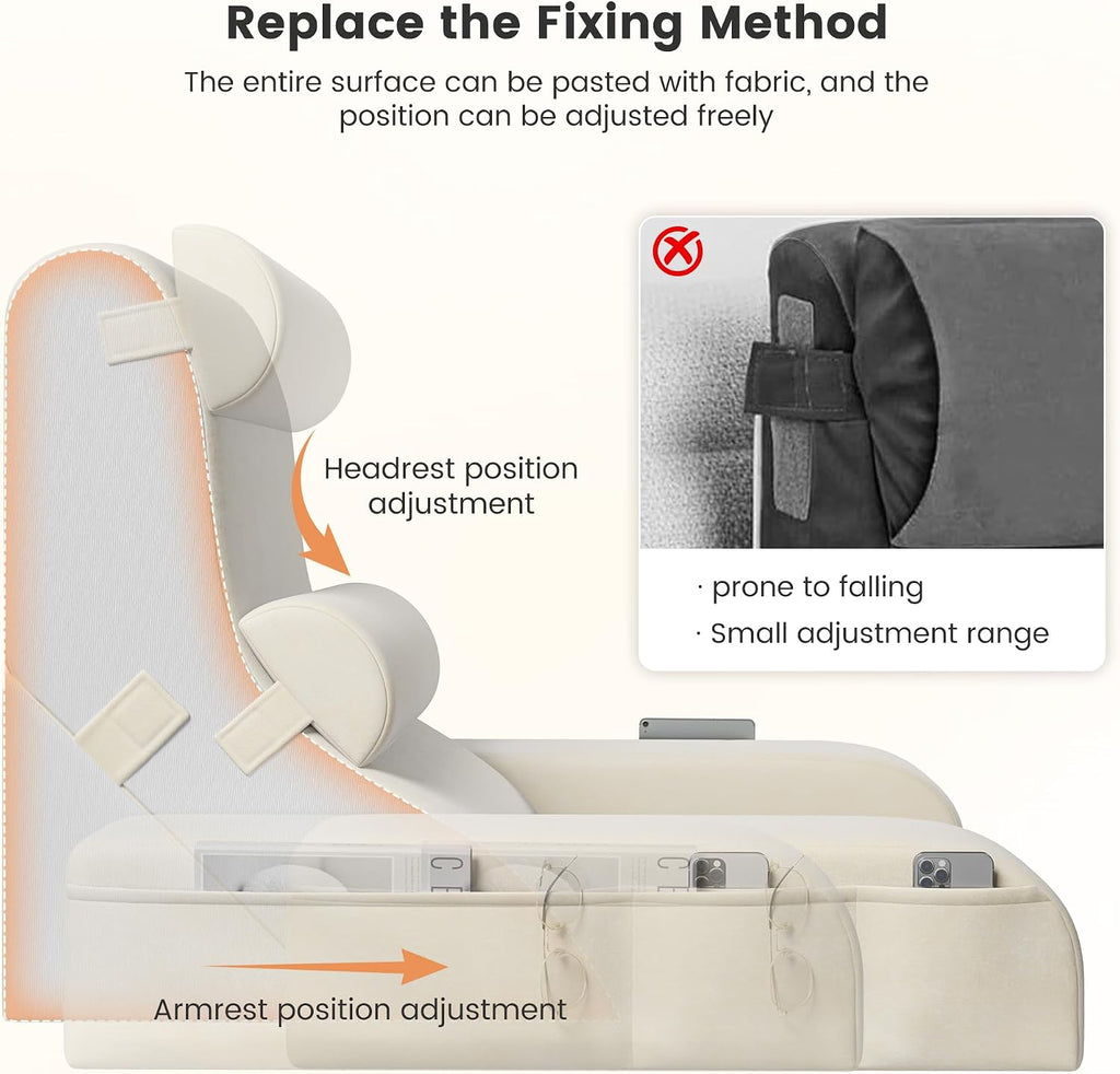 ElevateYourHome, EnhanceEver Homkdom Reading Pillow for Sitting in Bed Adult, 20" Back Pillow for Bed Sitting up with Armrests & Sto…