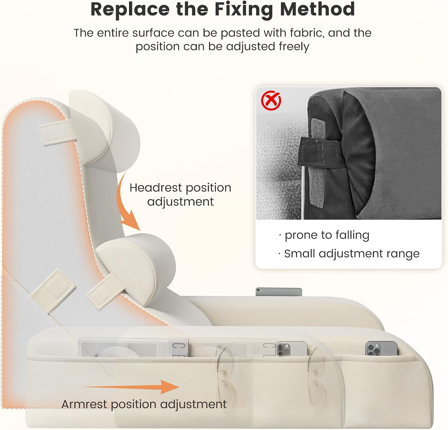 ElevateYourHome, EnhanceEver Homkdom Reading Pillow for Sitting in Bed Adult, 20" Back Pillow for Bed Sitting up with Armrests & Sto…