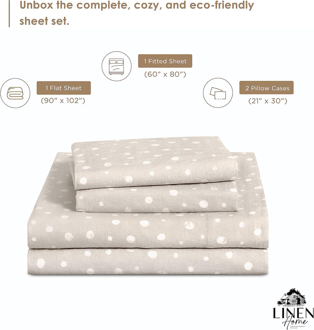 Linen Home Cotton Lyocell Blend Percale Sheet Set Queen Size - 4 Piece Deep Pocket Bedding, Pre-Washed & Shrunk, Crisp Cooling Fabric…