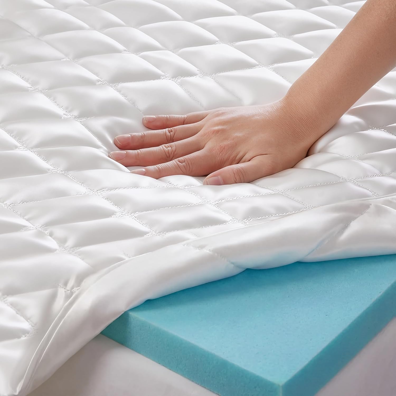 Masionbackyards Memory Foam Mattress Topper Twin, Dual Layer Gel Memory Foam & Pillow Top Mattress Pad Cover for Pressure Relief and Medium…