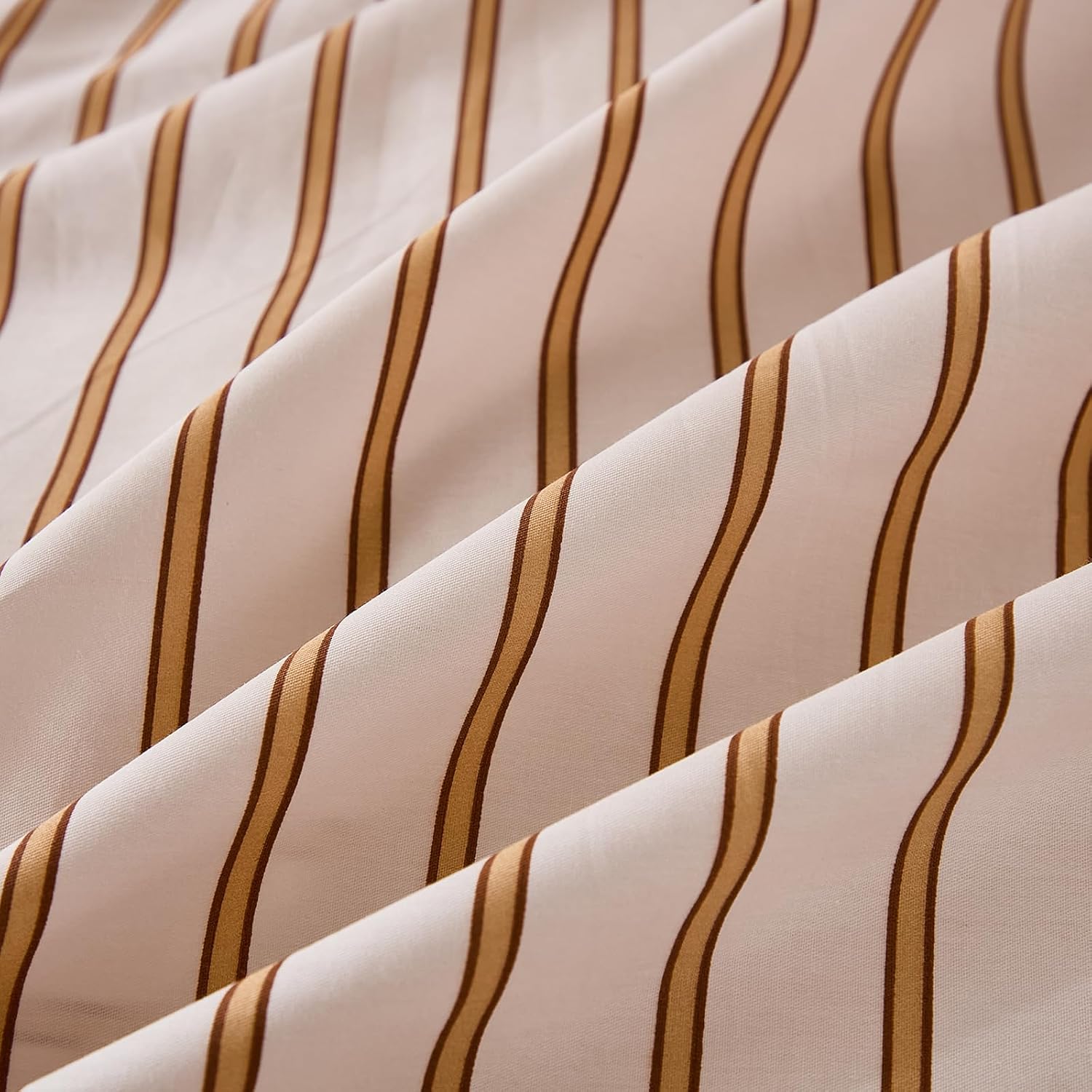Merryword 100% Cotton Pillow Cases, Standard Size Pillowcases, Beige and Terracotta Striped Pillowcases, Soft Breathable Engineered Stripes…