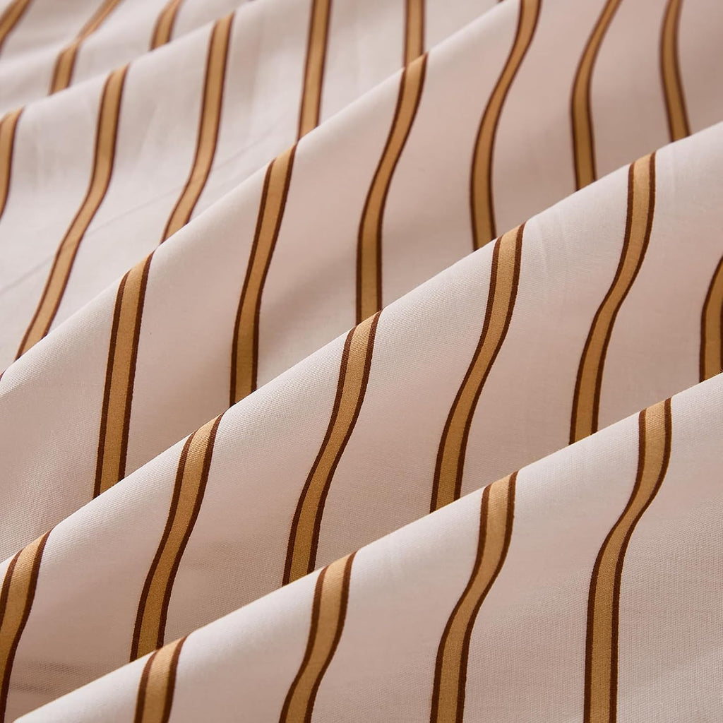 Merryword 100% Cotton Pillow Cases, King Size Pillowcases, Beige and Terracotta Striped Pillowcases, Soft Breathable Engineered Stripes Pil…