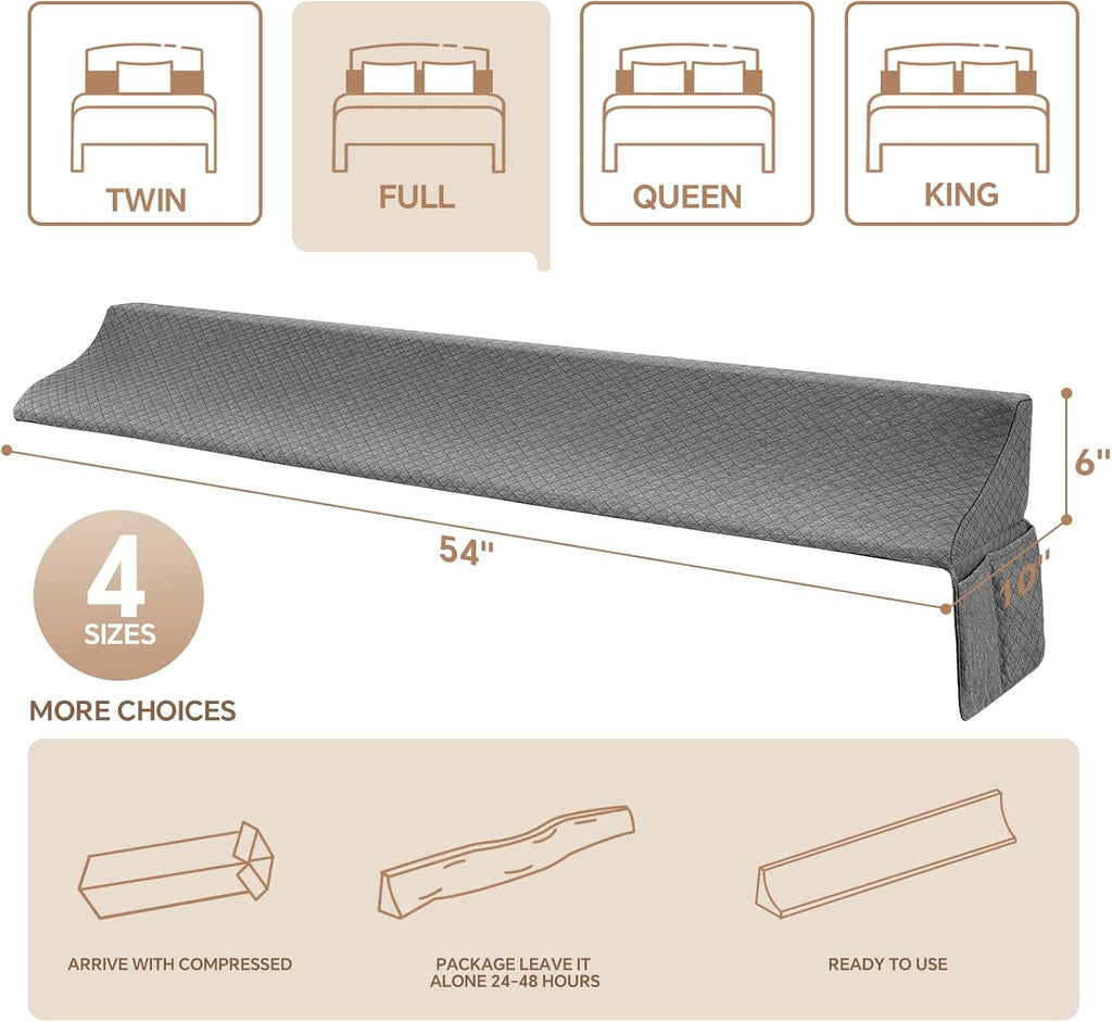 EUHAMS Full Size Bed Wedge Pillow for Headboard Bed Gap Filller/Mattress Gap Filler (0-7") - Wedge Pillow Headboard Triangle Foam Pillows…