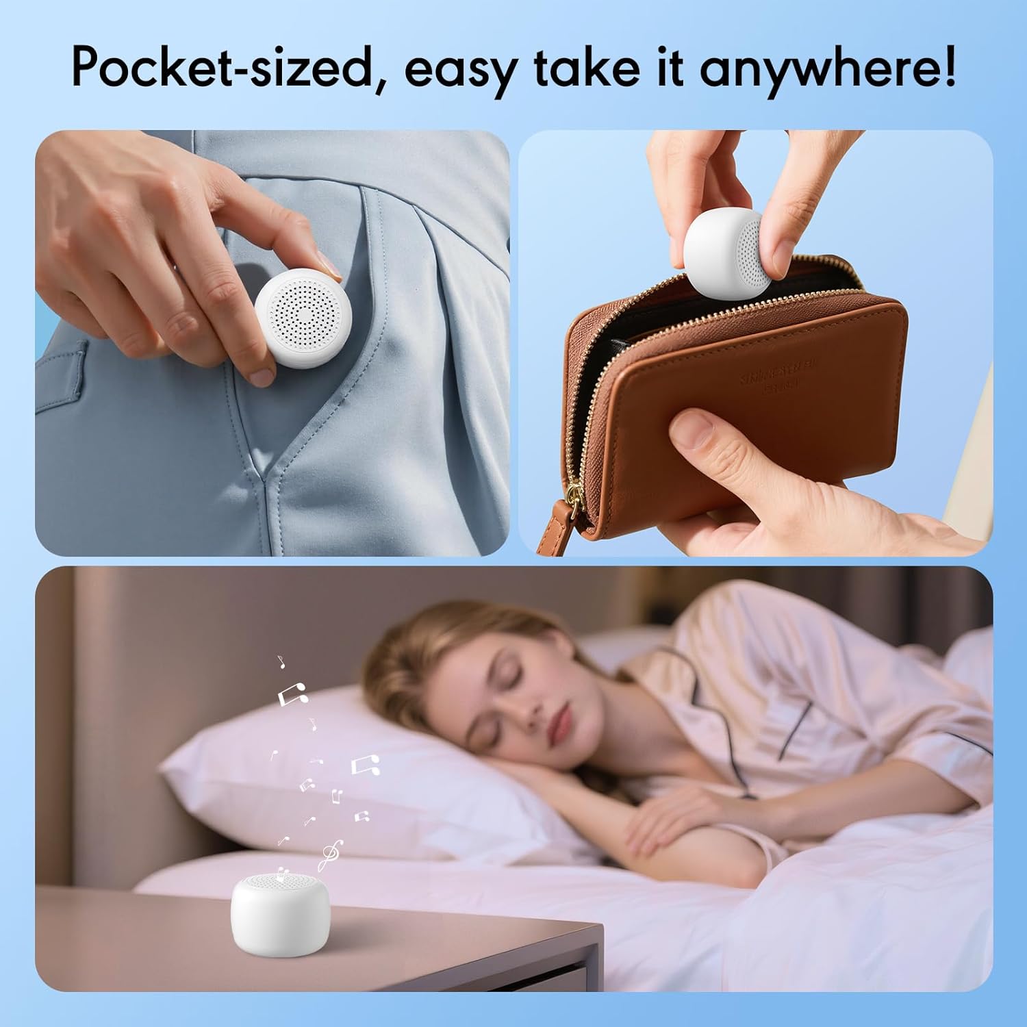 Portable Sound Machine for Baby Adults, Travel Sound Machine, Mini White Noise Machine,16 Non-looping Sounds &Timer, Memory Function, Sleep…