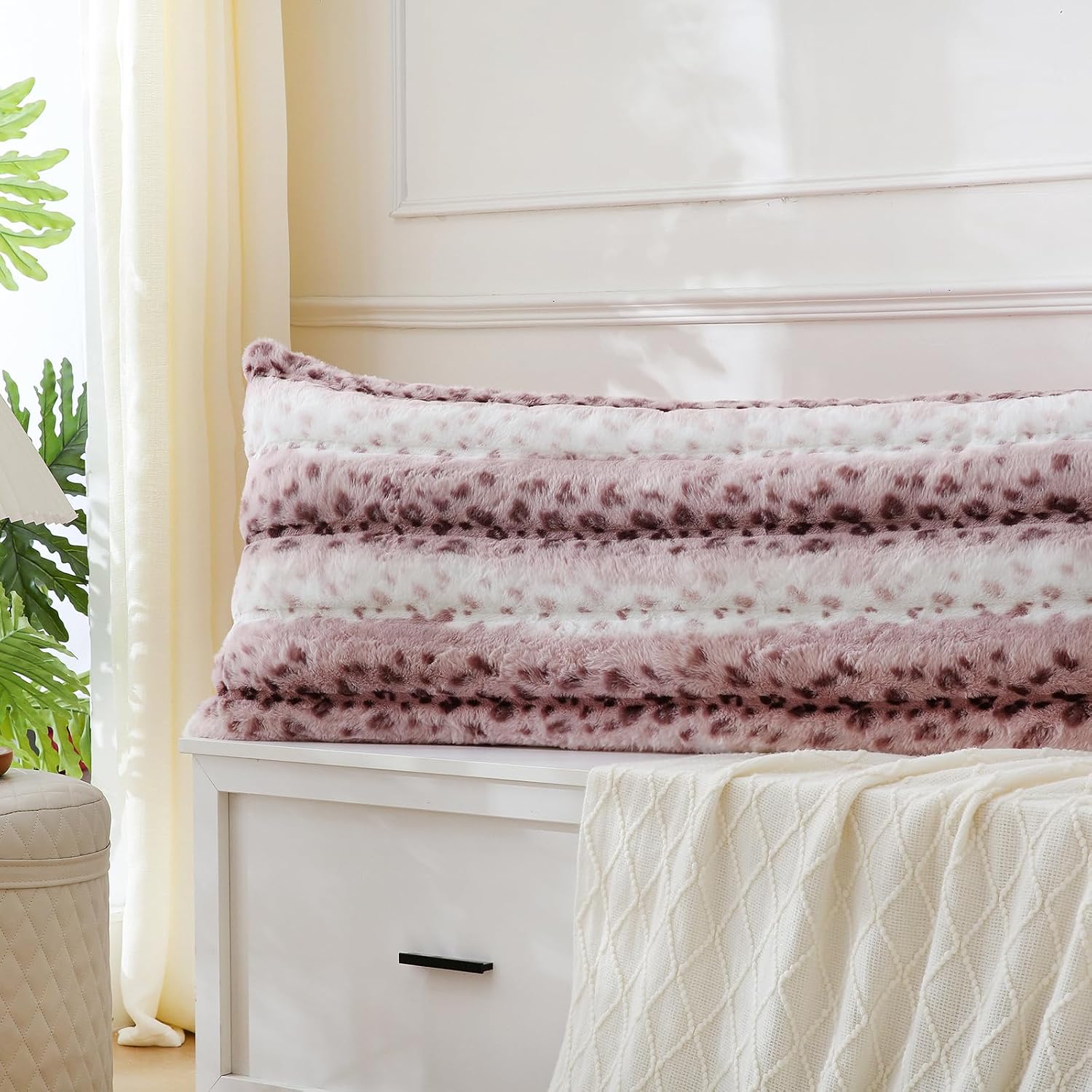 Chumerry Fuzzy Plush Body Pillow Case Fluffy Shaggy Faux Fur Pillow Cover Ultra Soft Warm Rabbit Fur Decorative Body Pillow Cover Long Pill…