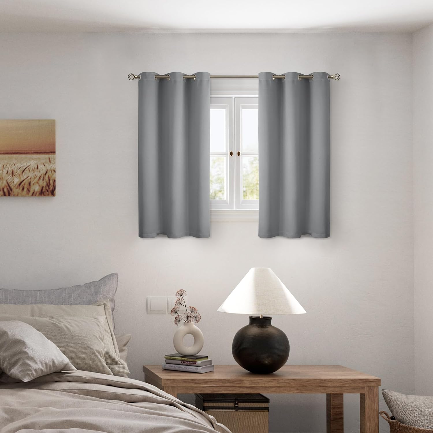 BGment Short 100% Blackout Curtains for Bedroom, Thermal Insulated Energy Efficiency Noise Reducing Grommet Curtains 54 Inch Length with Li…