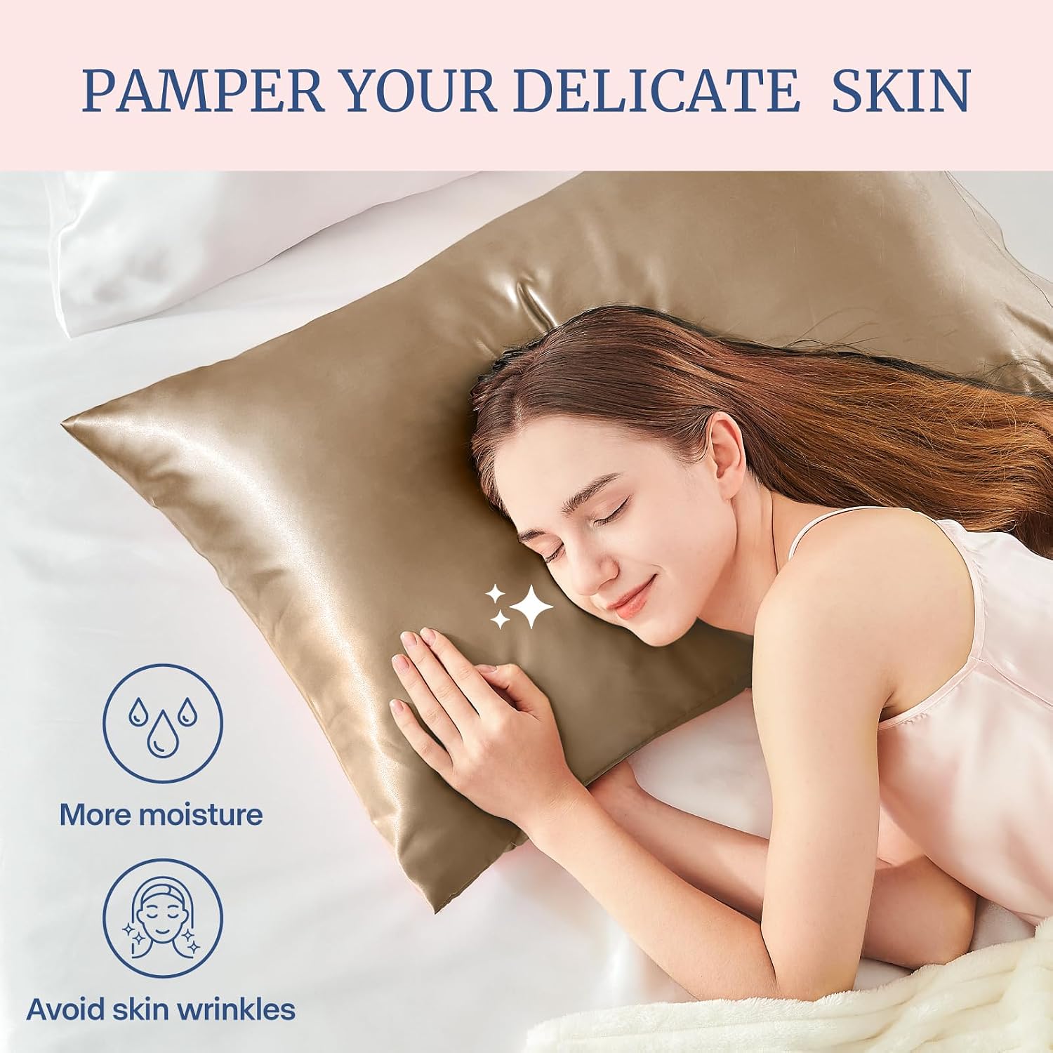 Bedelite Satin Pillowcase for Hair and Skin, Super Soft and Cooling Similar to Silk Pillow Cases 2 Pack with Envelope Closure, Gift for Wom…