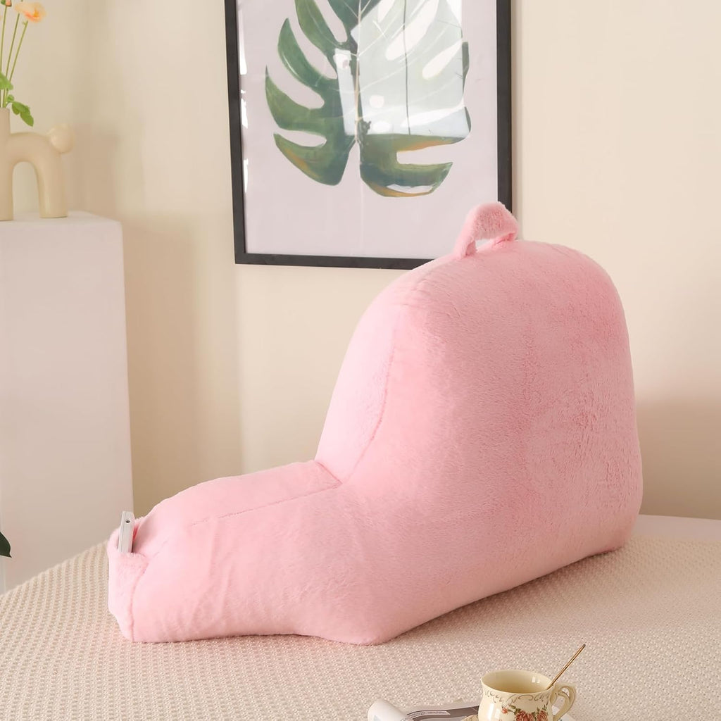 Pajeo Large Plush Backrest Pillow for Sitting in Bed, Faux Fur Sitting Pillow with Support Arms, Oeko-TEX Certified Aesthetic Lounging Pillow…