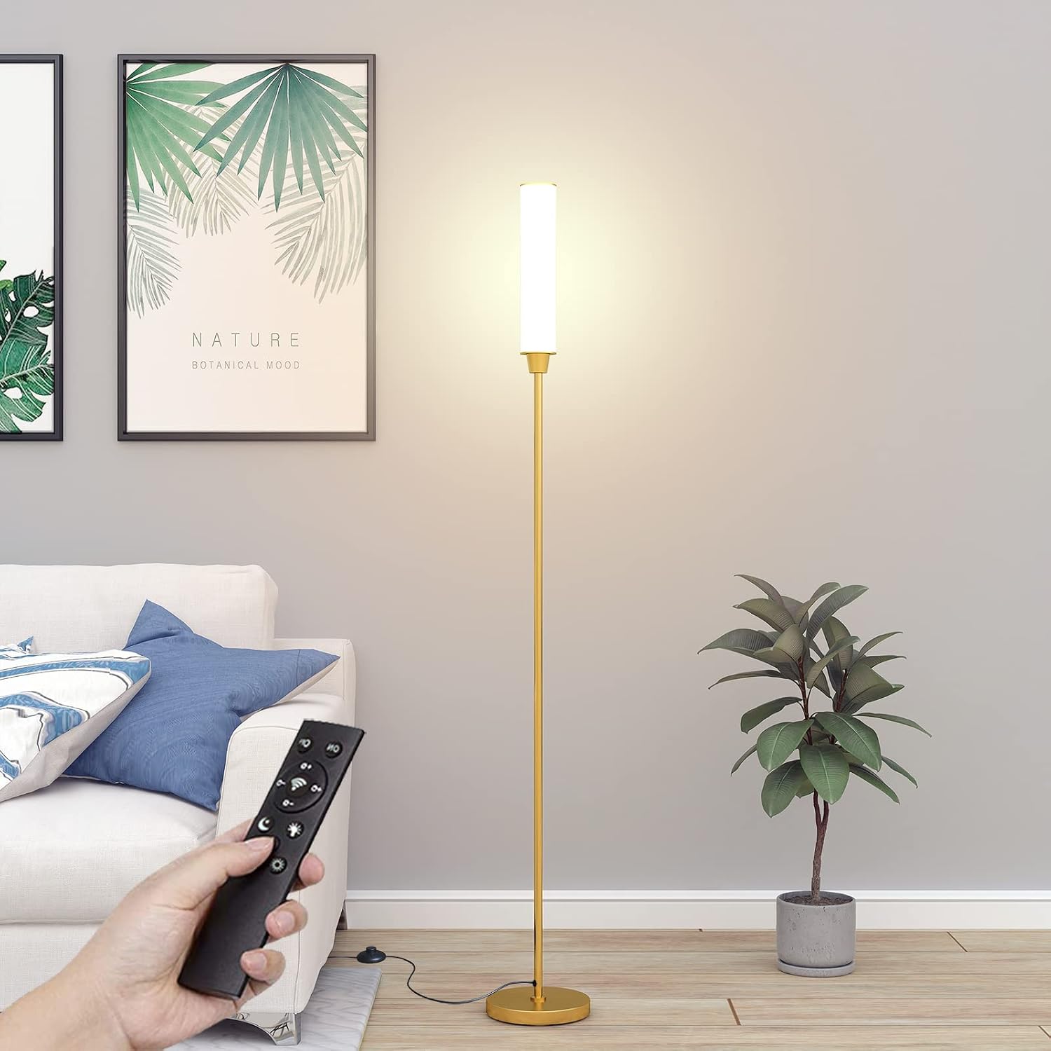Nukanu Floor Lamp with Remote Control, Bright Floor Lamps for Living Room/Bedroom/Office, Stepless Adjustable 3000K-6000K Colors and…