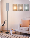 Dimmable Gray Floor Lamp for Living Room with Remote and Foot Switch, Corner Floor Lamp for Bedroom, Modern Standing Tall Lamp, 10W 900LM…