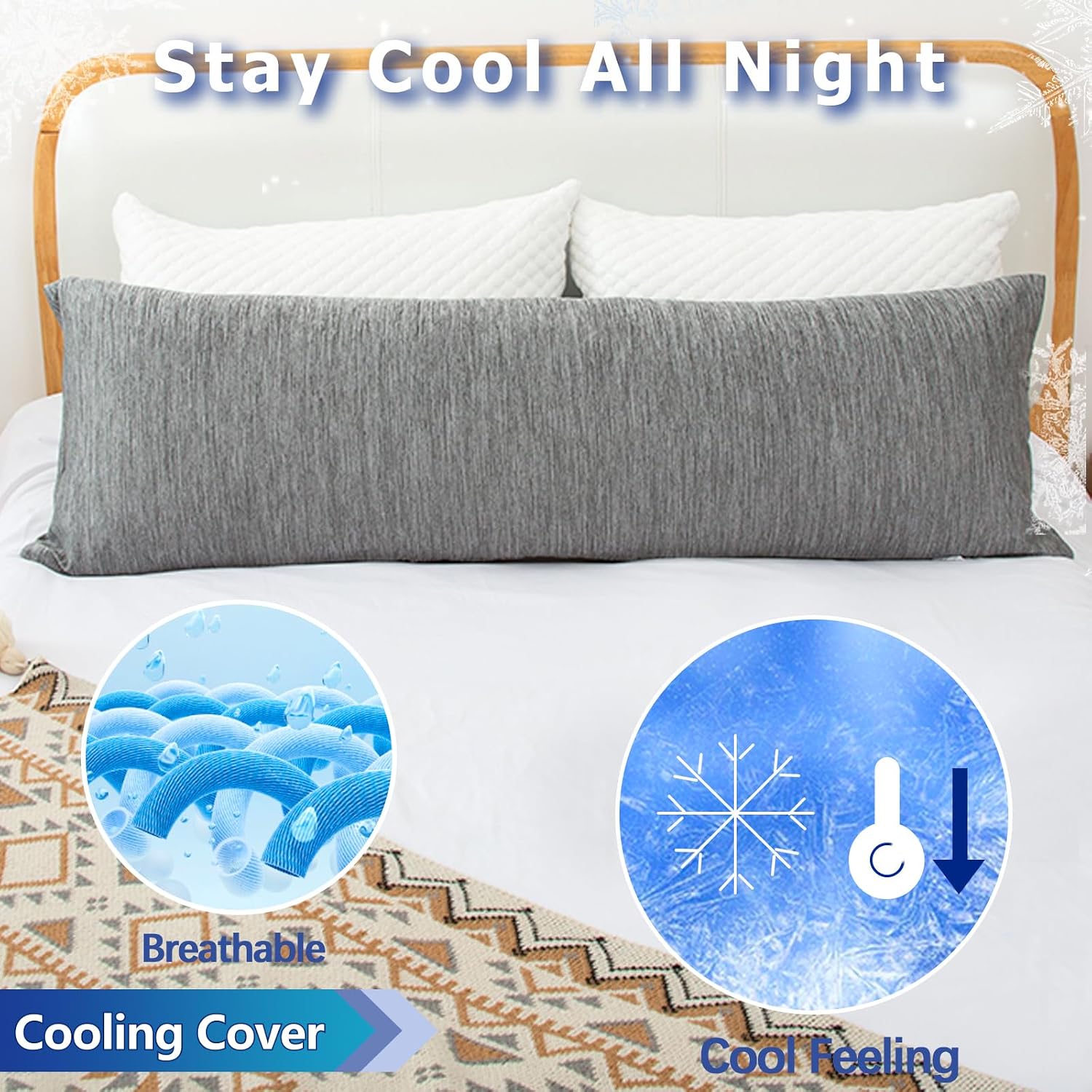 1 MIDDLE ONE Body Pillow, Cooling Memory Foam Body Pillows for Adults Sleeping, Long Pillow for Bed, Big Large Firm Full Body Pillow for…