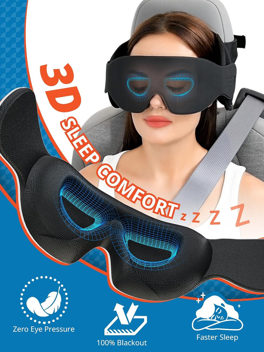 SARISUN Travel Pillow, Car Travel Pillow with 3D Eye Mask for Sleep, 360° Head Support Strap for All Car Seat, Road Trip Essentials, Stop…