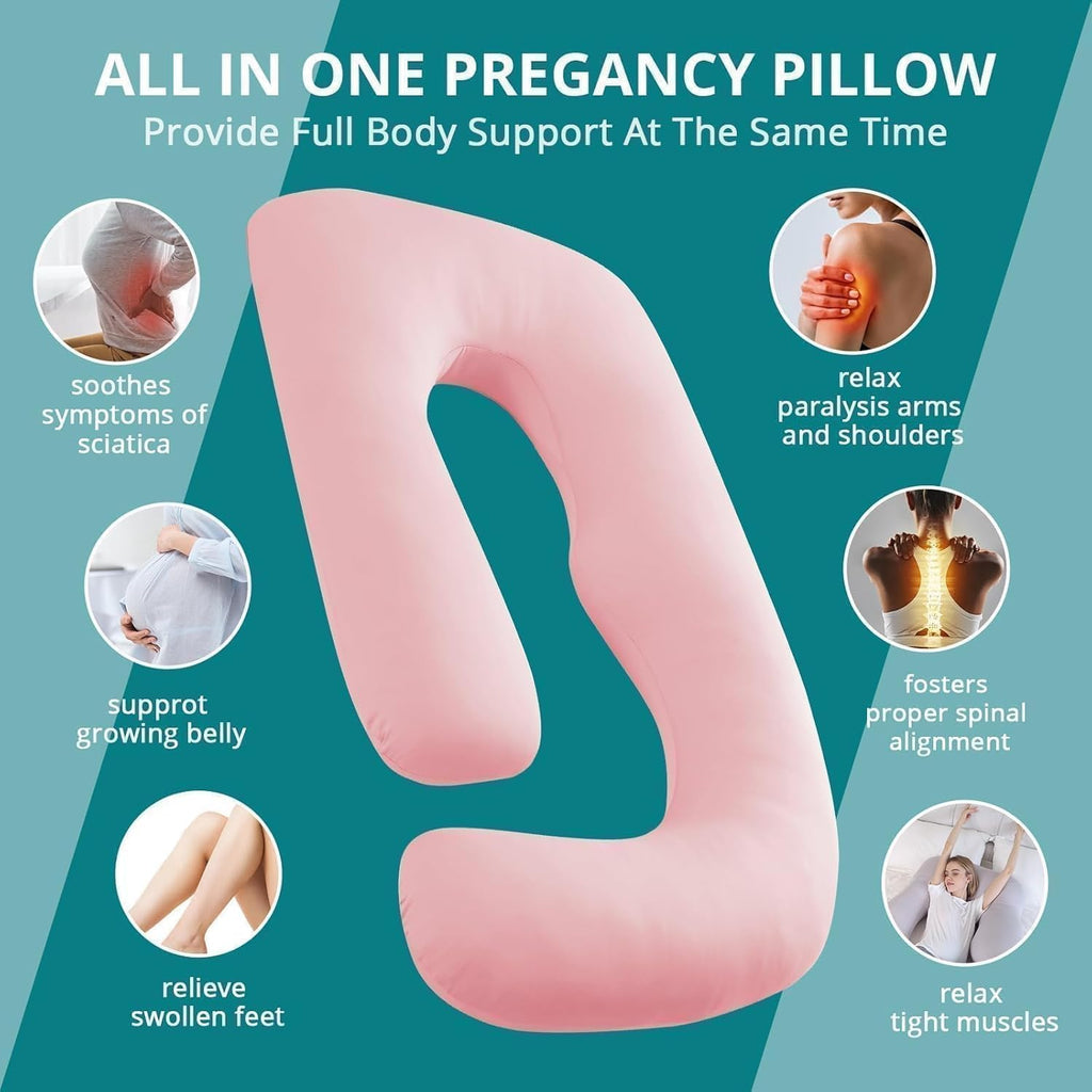 Sasttie Pregnancy Pillows for Sleeping, Jumbo U Shaped Cooling Full Body Pillow with Removable Cover, Pregnant Women Must Haves, Maternity…