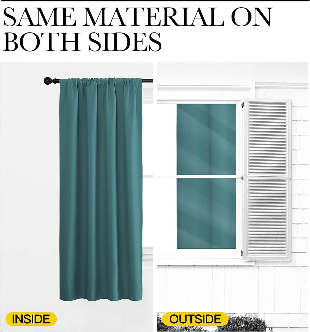 NICETOWN Bedroom Curtains, Three Pass Microfiber Noise Reducing Thermal Insulated Solid Rod Pocket Blackout Window Curtains for Kids Room…