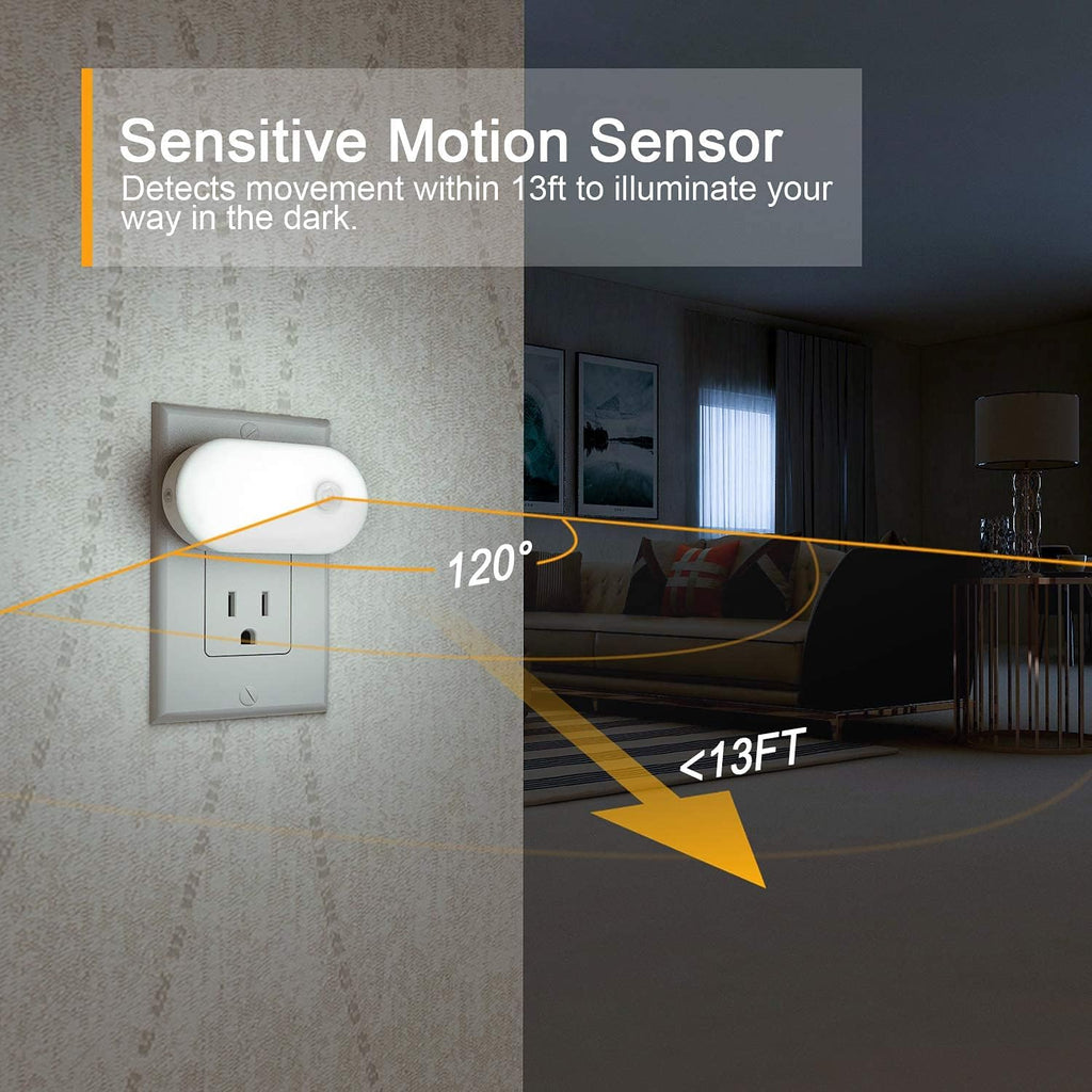 Lyridz 120LM Ultra Bright Plug-in Motion Sensor Night Light, Stepless Dimmable LED Nightlight, Always-On and Auto-Off, for Hallway…