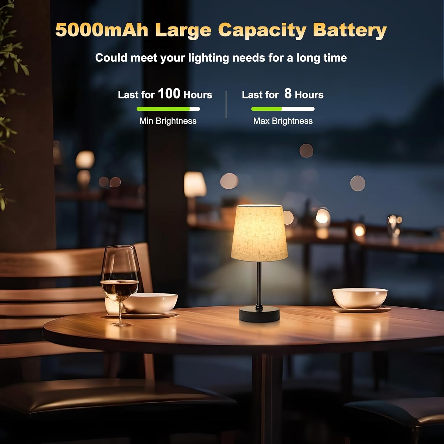 Wowag Small Cordless Table Lamp,5000mAh Rechargeable Battery Operated Desk Lamp,3 Colors & 7 RGB Stepless Dimmable, Portable Touch…
