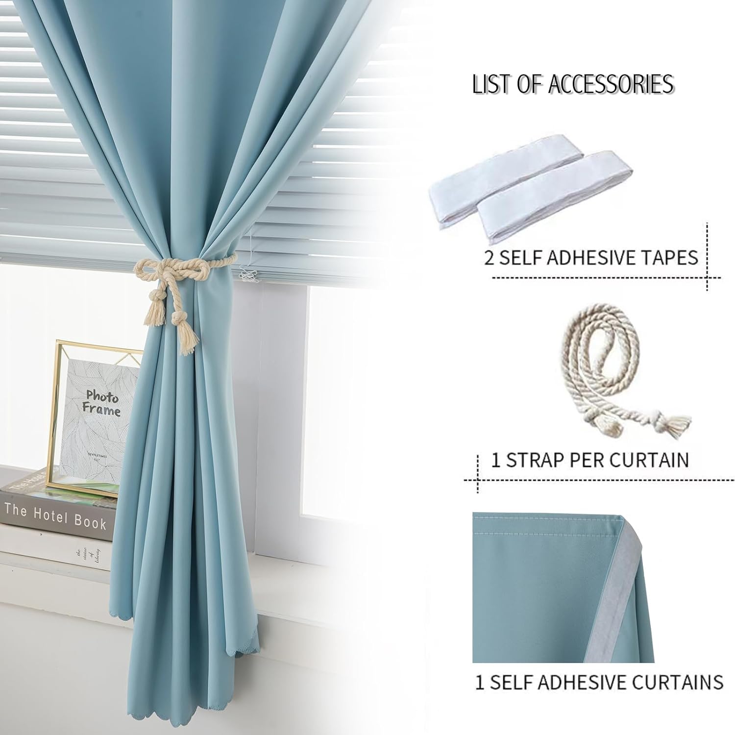 Self Adhesive Curtains, Black Out Shade for Window, Blackout Fabric Temporary Window Coverings Easy to Hang Curtains No Rod Needed, Use…