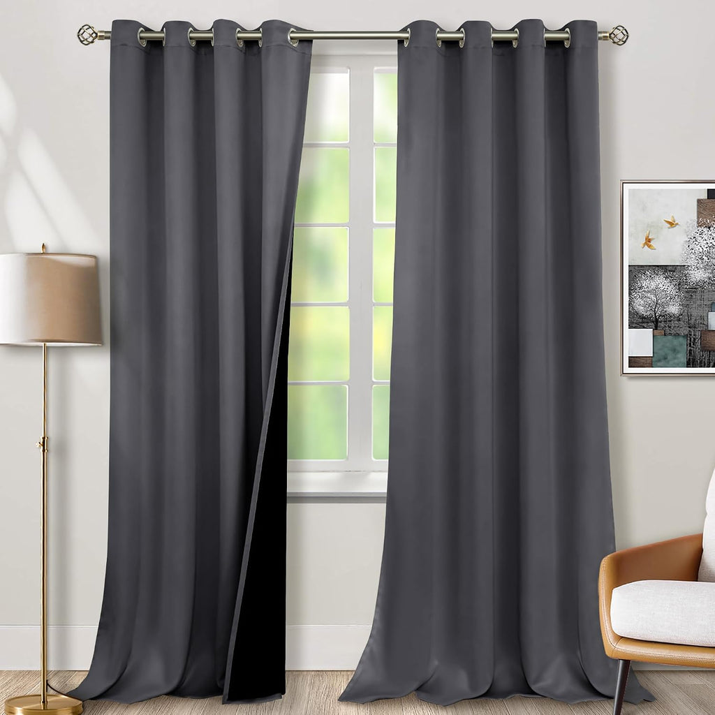 BGment 100% Blackout Curtains 108 Inch Long 2 Panles Set, Thermal Insulated Total Light Locking Soundproof Grommet Curtains & Drapes for Li…