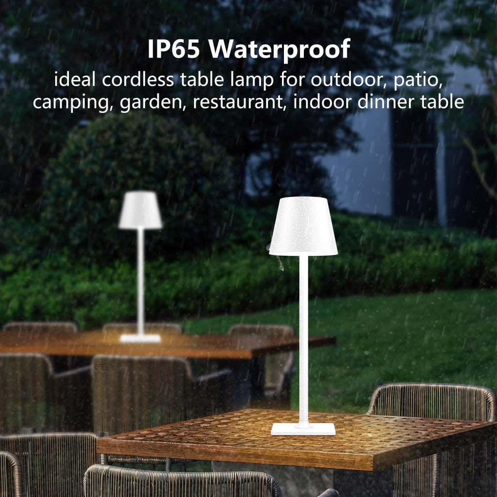 Yogaret White Cordless Table Lamp Set of 2 for Patio Restaurant Home Dinner Kitchen