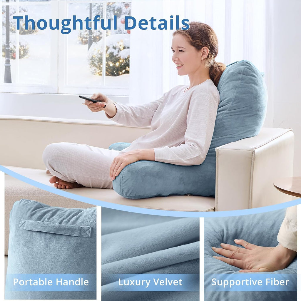 Sasttie 25-inch Reading Pillows for Sitting in Bed Adult, Jumbo Velvet Back Pillow Bed Sitting Up, XL High Back-Rest Support Cushion for…