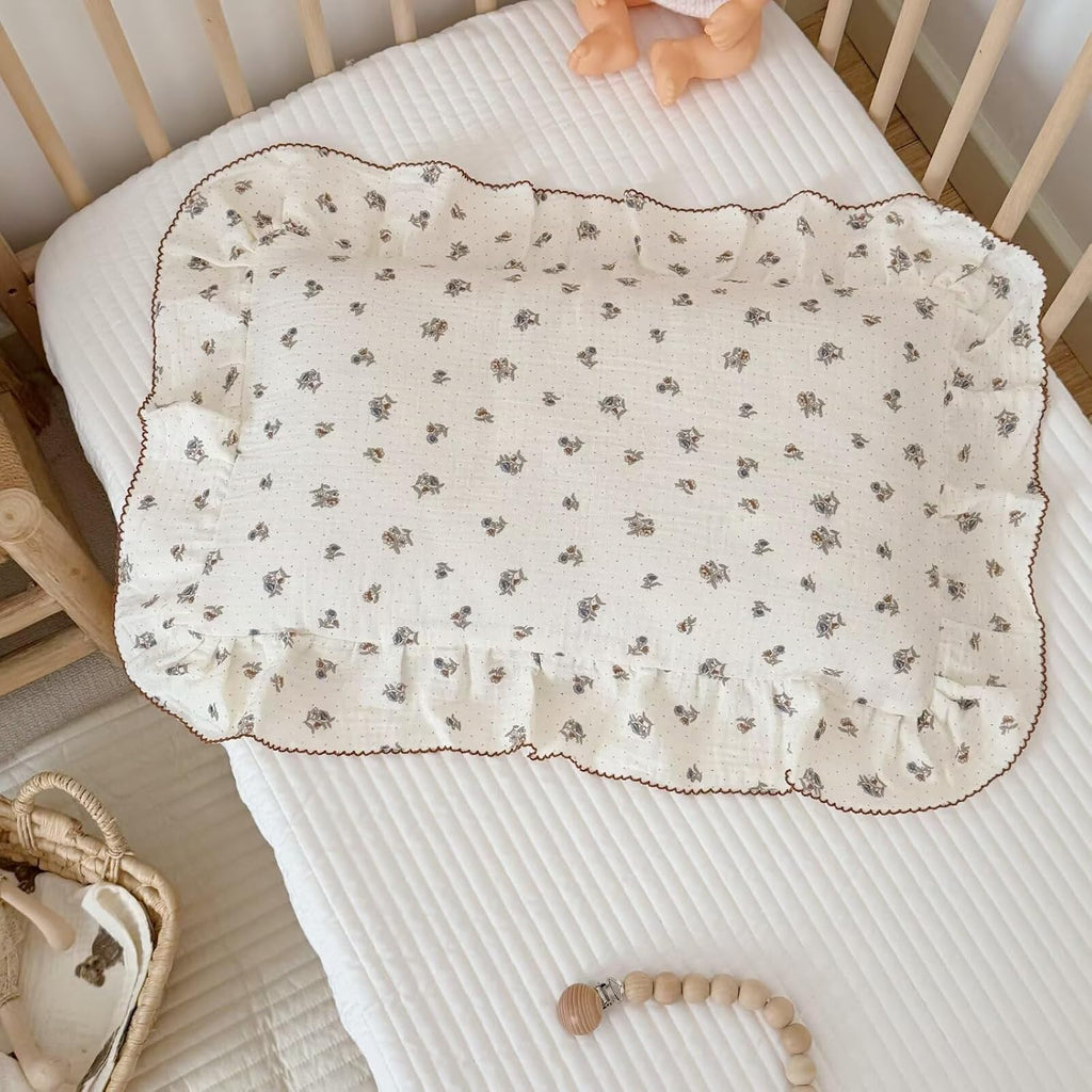 BuLuTu Crib Size Toddler Pillowcase 1 pc, 14"x20", Oeko-TEX Certified 100% Cotton Gauze Pillow Cases for Girls Boys Sensitive Skin, Pansy F…