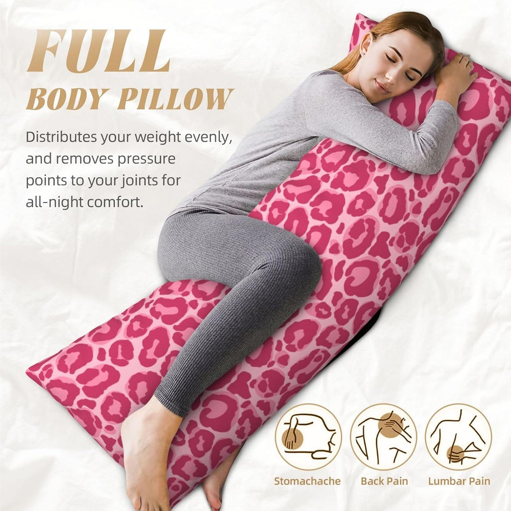 Sovvin Pink Leopard Print Body Pillow Cover Long Pillow Case with Zipper Decorative Soft Cushion Bedding Pillowcase for Couch Bedroo…