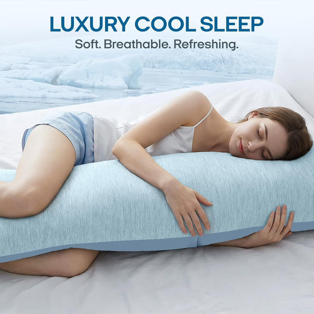 Zonli Cooling Body Pillowcase for Hot Sleepers, Breathable Body Pillow Cover, Double-Sided Cooling Fabric, Soft Silky Touch, Ideal for Nigh…