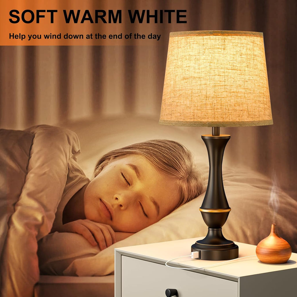 Seealle Upgraded Touch Lamps for Night Stands Set of 2 - Bedside Lamps with USB C+A, 3 Way Dimmable for Bedroom Living Room End Tables…