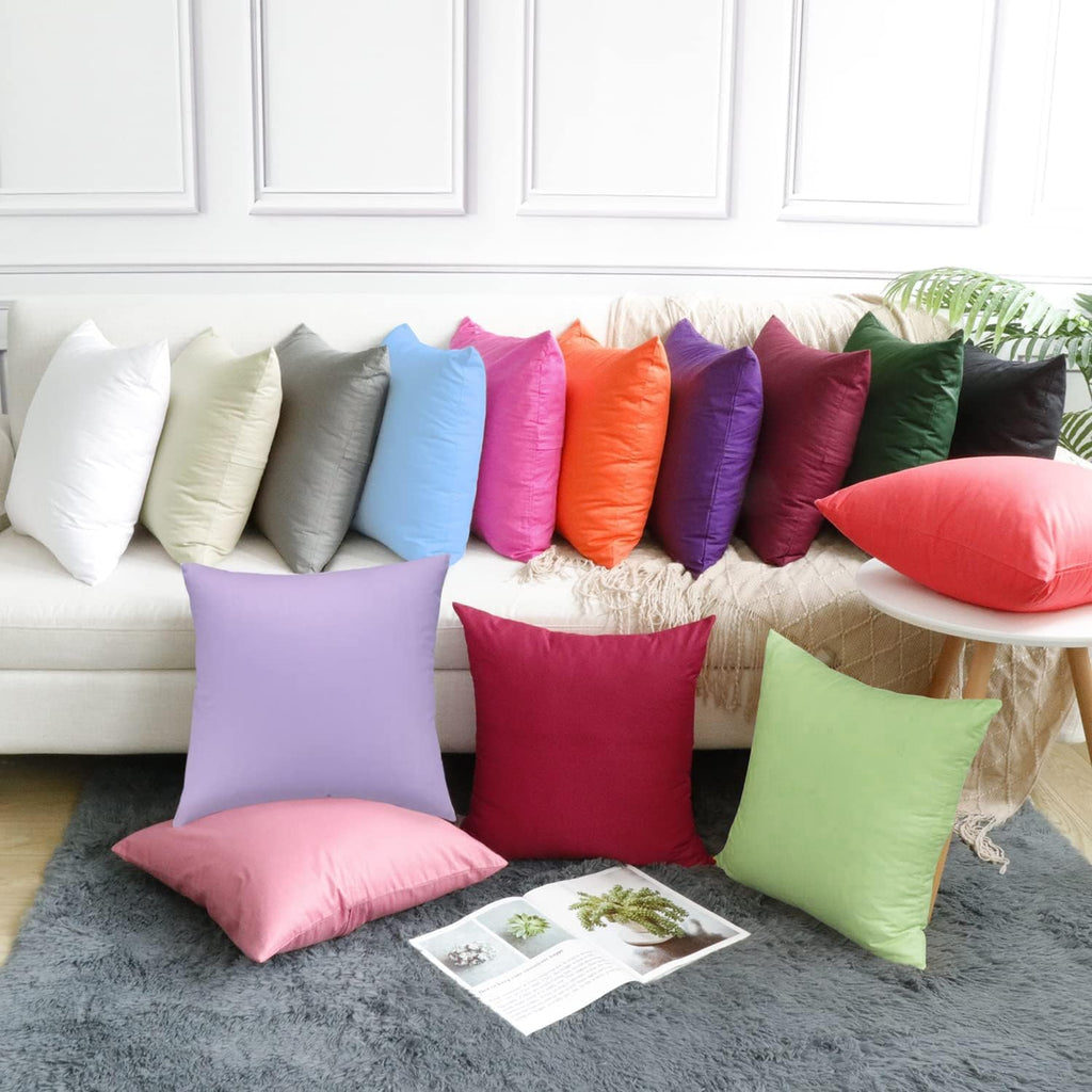 Thmyo 4-Pack 100% Cotton Comfortable Solid Decorative Throw Pillow Case Square Cushion Cover Pillowcase DIY Sublimation Blank Pillow Covers…