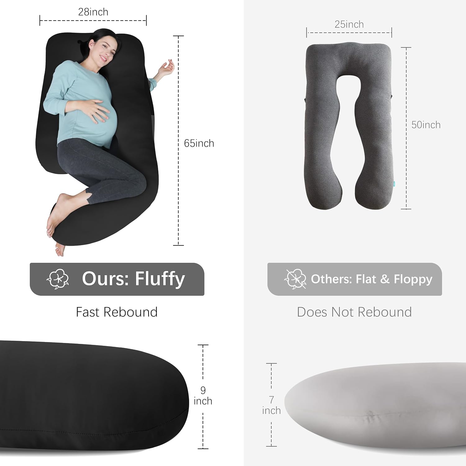 Moonpark MOON PARK Pregnancy Pillows for Sleeping - U Shaped Full Body Maternity Pillow with Removable Cover - Support for Back, Legs, Bell…