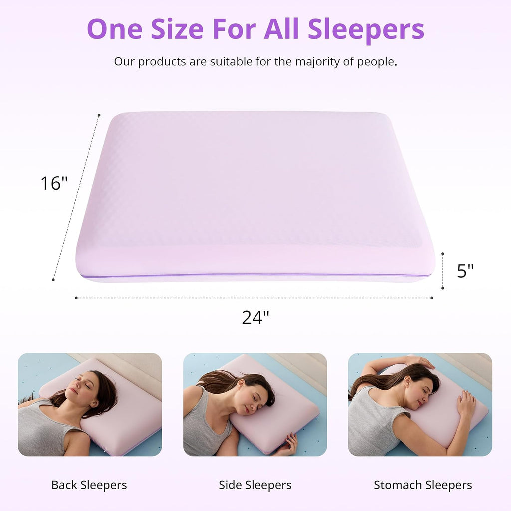 Gelsea Cooling Gel Memory Foam Pillow - Reversible Design, Neck Support for Side, Back, Stomach Sleepers, Standard Size, Removable & Machin…