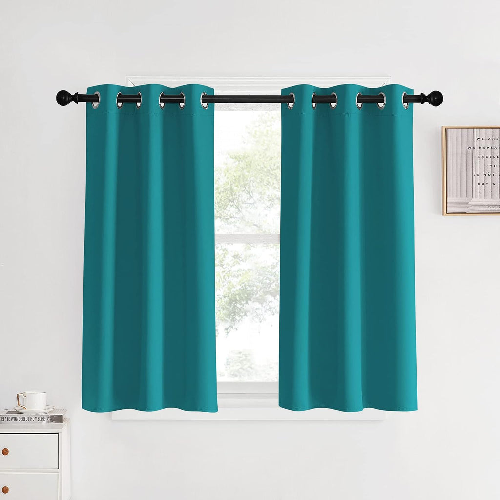 NICETOWN Room Darkening Curtains 40 inch Length 2 Panels, Peacock Teal, W34, Thermal Insulated Grommet Blackout Curtains for Modern…