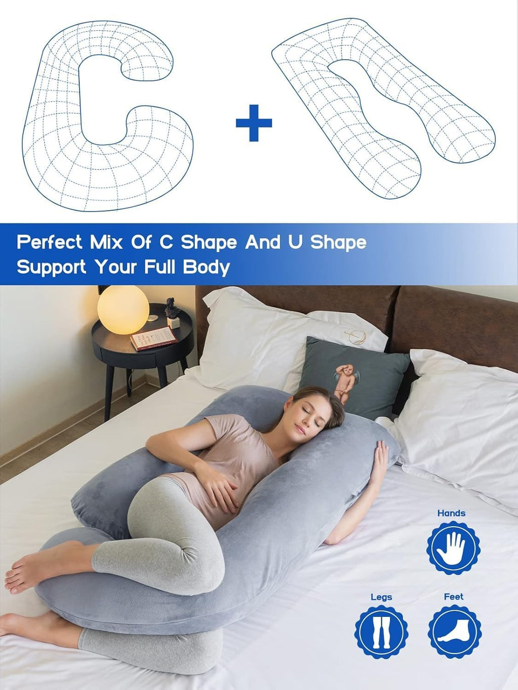 Sasttie Pregnancy Pillows for Sleeping, U Shaped Cooling Full Body Pillow with Removable Cover, Pregnant Women Must Haves, Maternity Essent…