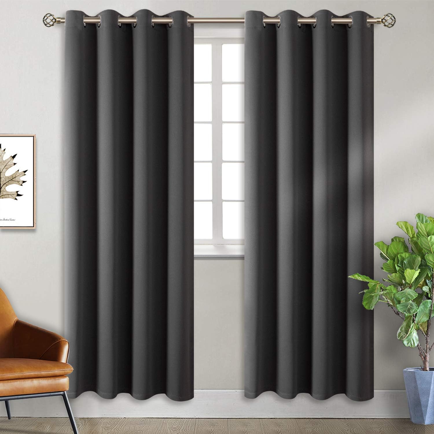 BGment Blackout Curtains for Bedroom - Grommet Thermal Insulated Room Darkening Curtains for Living Room, Set of 2 Panels, Each 46 x 84 Inc…