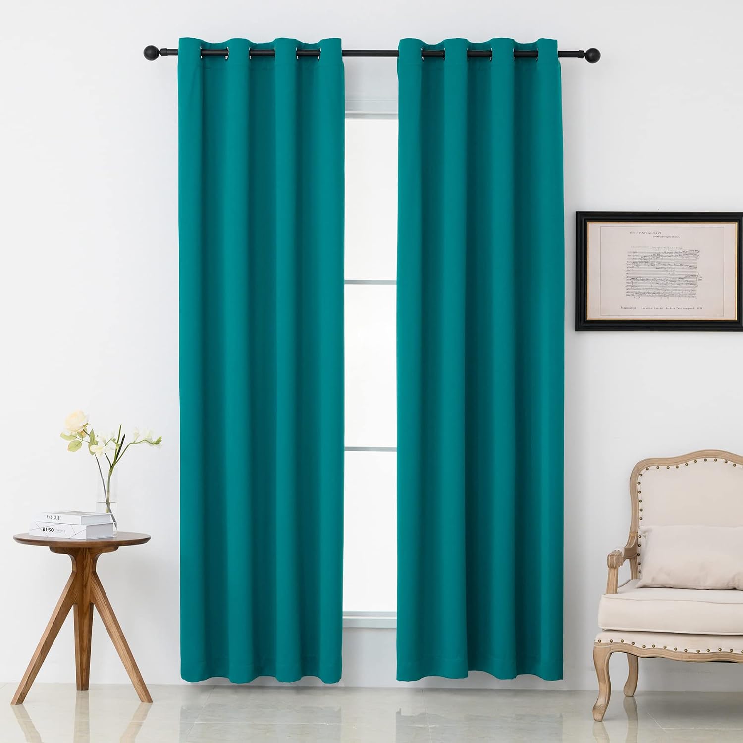 Pickluc Teal Blackout Curtains with Grommet 108 Inches Long 2 Panels, Light Blocking Window Drapes for Living Room, Thermal Insulated, Nois…