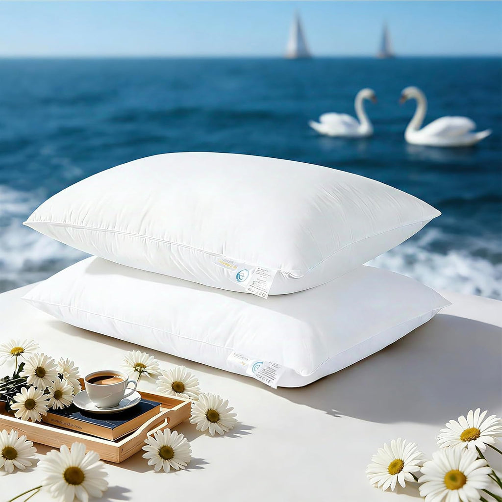 Lianlam Goose Feather Down Pillows King Size Set of 2, 3-Chamber 5 Star Hotel Pillow for Deep Sleep, Soft Bed Pillows for Neck, Perfect fo…