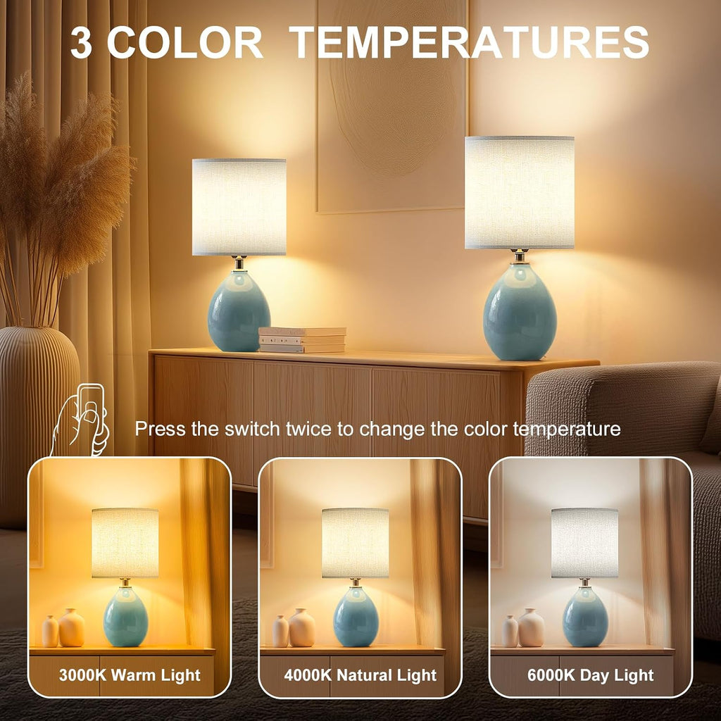 Dawnwake 18.5" Table Lamp Set of 2 for Living Room Bedroom, Bedside Lamps for Night Stands, Desk Nightstand Lamp Dimmable, Modern Linen…