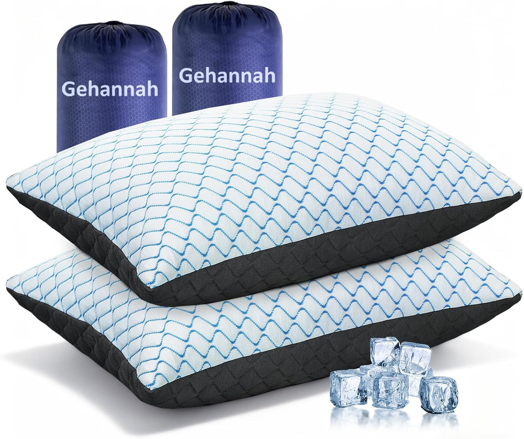 Gehannah Travel Pillow - Compressible Camping Pillow for Sleeping, Shredded Memory Foam Pillow with Storage Bag Compact Supportive (Grey, L…