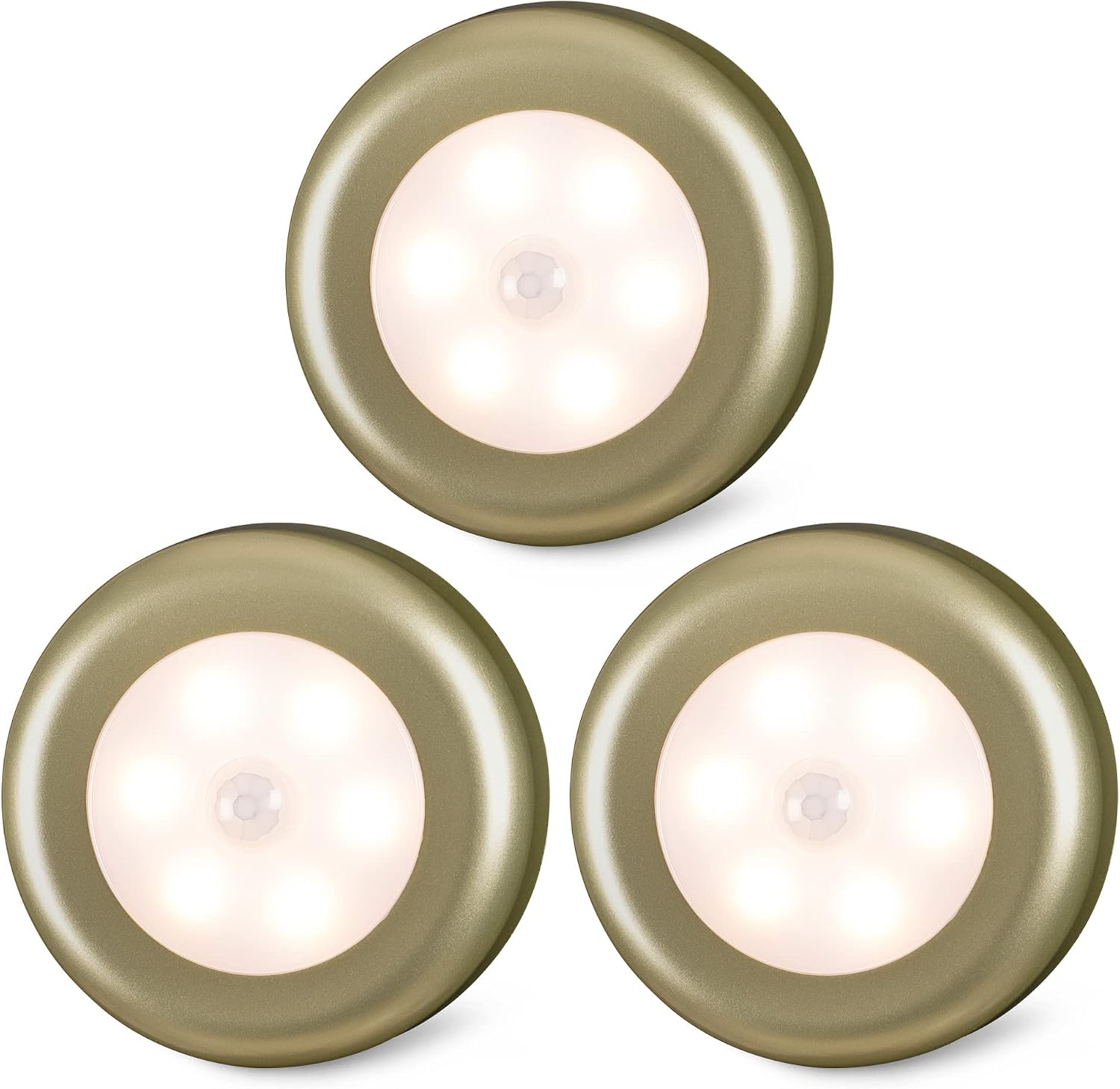 STAR-SPANGLED 3 Pack 2.8” Motion Sensor Lights Indoor AAA Battery Operated, Stick on LED Puck Light for Stairs, Under Cabinet, Closet…