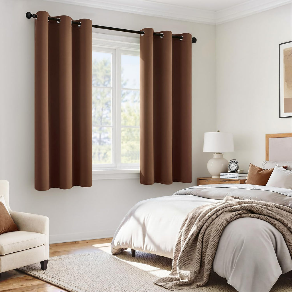 Miulee 100% Blackout Curtains for Bedroom 63 Inch Long, 2 Thick Layers Thermal Insulated Black Out Window Curtains with Black Liner, Noise…