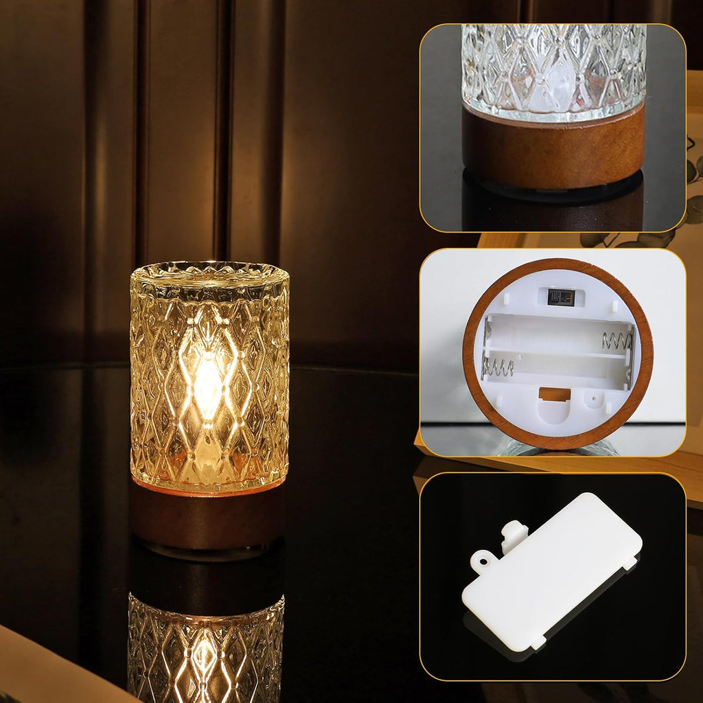 Battery Operated Light with Timer, Adult Night Lights for Bedroom, Mini Lamp for Lndoor Use in Bathroom, Hallway, Glass Decorative Warm…